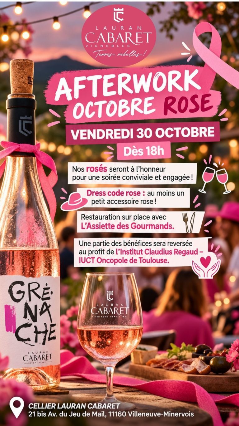 🌸🍷 AFTERWORK OCTOBRE ROSE au Cellier Lauran Cabaret